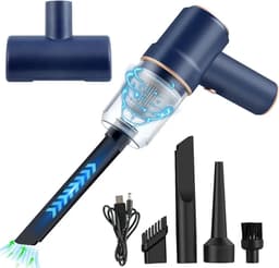 Blauwe, verbeterde Type-C-versie met 2 accu's van 1800 mAh (7,4 V), vloerborstel en laadstation. — thumbnail 1