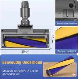 Traumheim® Borstel voor Dyson steelstofzuiger - Borstel compatibel met Dyson V7, V8, V10, V11, V15 steelstofzuiger - elektrische borstel met directe aandrijving met laser-LED voor harde vloeren en laagpolige tapijten — thumbnail 4