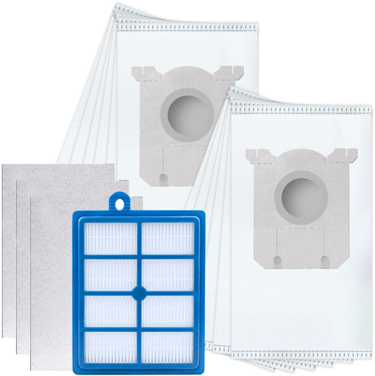 Sillar Set 12x Stofzuigerzak - microvezel - 1x Hepa filter, 3x filters universeel - vervangend - 3-laags filtersysteem - geschikt voor stofzuigers AEG Electrolux Philips — afbeelding 1