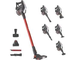 Accustofzuiger - Draadloze stofzuiger Steelstofzuiger - Huis Schoonmaken - Dubbele LED Verlichting - 40 minuten - Rood