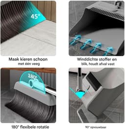 Bezem en Stoffer Set - Reinigingsset Vegen - Vloeren Schoonmaken - Ruimtebesparend Ontwerp - 32 x 23 x 10 cm — thumbnail 5