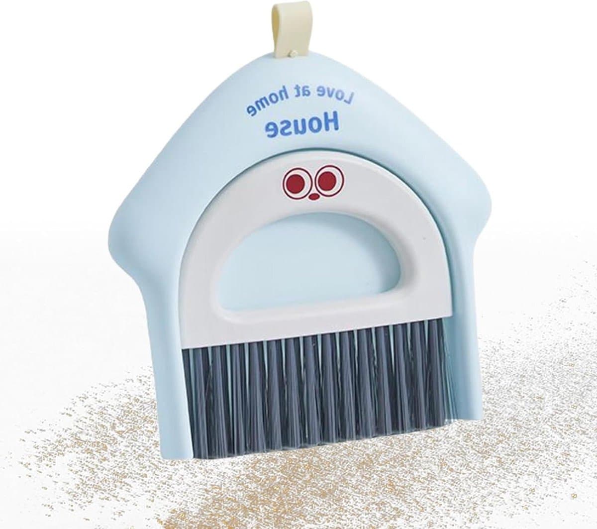 Mini Bezemset - Stoffer en Blik - Bureau Reinigen - Compact Ontwerp - 18.5 x 17 cm - Blauw — afbeelding 1