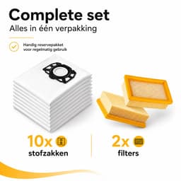 2x HEPA Filter & 10x Stofzakken geschikt voor Karcher MV4 MV5 MV6 WD4 WD5 WD6 Voor Karcher WD4000 - WD5999 2.863-006.0 — thumbnail 2