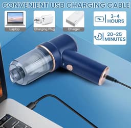 Blauwe, verbeterde Type-C-versie met 2 accu's van 1800 mAh (7,4 V), vloerborstel en laadstation. — thumbnail 4