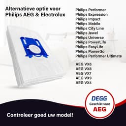 DEGG® - 30x Stofzuigerzakken geschikt voor AEG S-BAG GR201, GR201s, GR201sm, VX6 X force, VX7 - Classic long performance stofzuigerzakken geschikt voor AEG, Philips, Electrolux - 30 STUK(S) — thumbnail 5