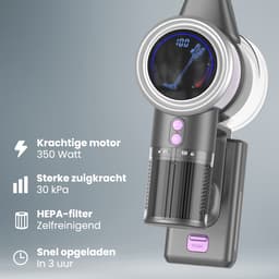 Auronic Steelstofzuiger Draadloos 350W - Draadloze Stofzuiger - HEPA Filter - Zelfstaand - Op Accu - Zonder Zak - Kruimeldief - Vacuum Cleaner - Grijs/Paars — thumbnail 3