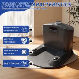 Kraftverdia - Oplaadstation – Oplaadstandaard accessoires compatibel met iRobot Roomba E5 E6 I1 I3 I4 I6 I7 I8 500 600 700 800 900 serie stofzuiger – Met netsnoer – Zwart — thumbnail 4