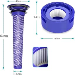 2 X Vervangende filter Geschikt voor stofzuiger Dyson V8, V7, vervanging voor het filter DY-967478-01 + DY-965661-01 — thumbnail 2