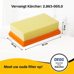 DEGG® - 10x Stofzuigerzakken + vlakfilter - Geschikt voor Kärcher WD4, WD5, WD6, MV4, MV5, MV6 | Langdurige set, Sterk & hygiënisch — thumbnail 4