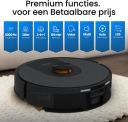 Chesto T2 Pro 3-in-1 Robotstofzuiger met Dweilfunctie – 5000 Pa - Geschikt voor Dierenharen - LDS navigatie - App-besturing — thumbnail 2