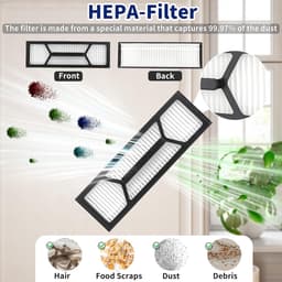 17 STKS Accessoires Kit gescht voor eufy Omni S1 Pro/Omni S1 Robot Stofzuiger, Vervangende Onderdelen Hoofdborstel, Rolling Mop, Zijborstel, Wasbaar Filter, Stofzak — thumbnail 4
