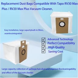 stofzuigerzakken - geschikt voor Tapo RV30 Max - RV30 Max Plus - RV20 Max Plus - RVA202 - 16*14*17cm - voor robotstofzuiger - reserveonderdelen - 9 stuks — thumbnail 2