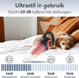 Moosoo Kruimelzuiger Snoerloos - Nat&Droog - Sterke zuigkracht 8500PA met opzetstukken oplaadbaar- Handstofzuiger - kruimeldieven- kruimeldief snoerloos- Kruimelzuiger draadloos -M4 3X- Zwart / Rood — thumbnail 3