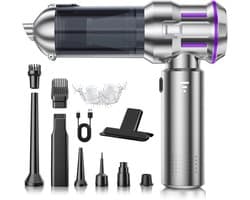 Stofzuiger draadloos - 4-in-1 Auto Stofzuiger -Kruimeldief - 1-knops zelflediging -16KPa - Oplaadbaar Handstofzuiger- Mini stofzuiger, ideaal voor dierenharen en auto-onderhoud - Zilver
