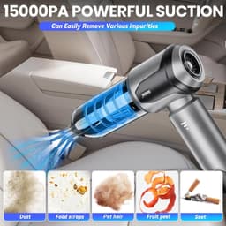 3‑in‑1 draadloze oplaadbare handstofzuiger 15000Pa, lichte draagbare ministofzuiger met 3 snelheden, multifunctionele stofzuiger voor auto, kantoor, thuis, keuken en huisdierenharen — thumbnail 2