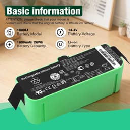 Reserveaccu voor Roomba Stofzuigers 14,4V 1800mAh — thumbnail 5