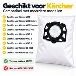 Montzys® Stofzuigerzakken Geschikt voor Kärcher WD3 & WD2 Plus - 10 Stuks - Stofzuiger Zakken - Geschikt voor Karcher Nat- en Droogzuiger — thumbnail 3