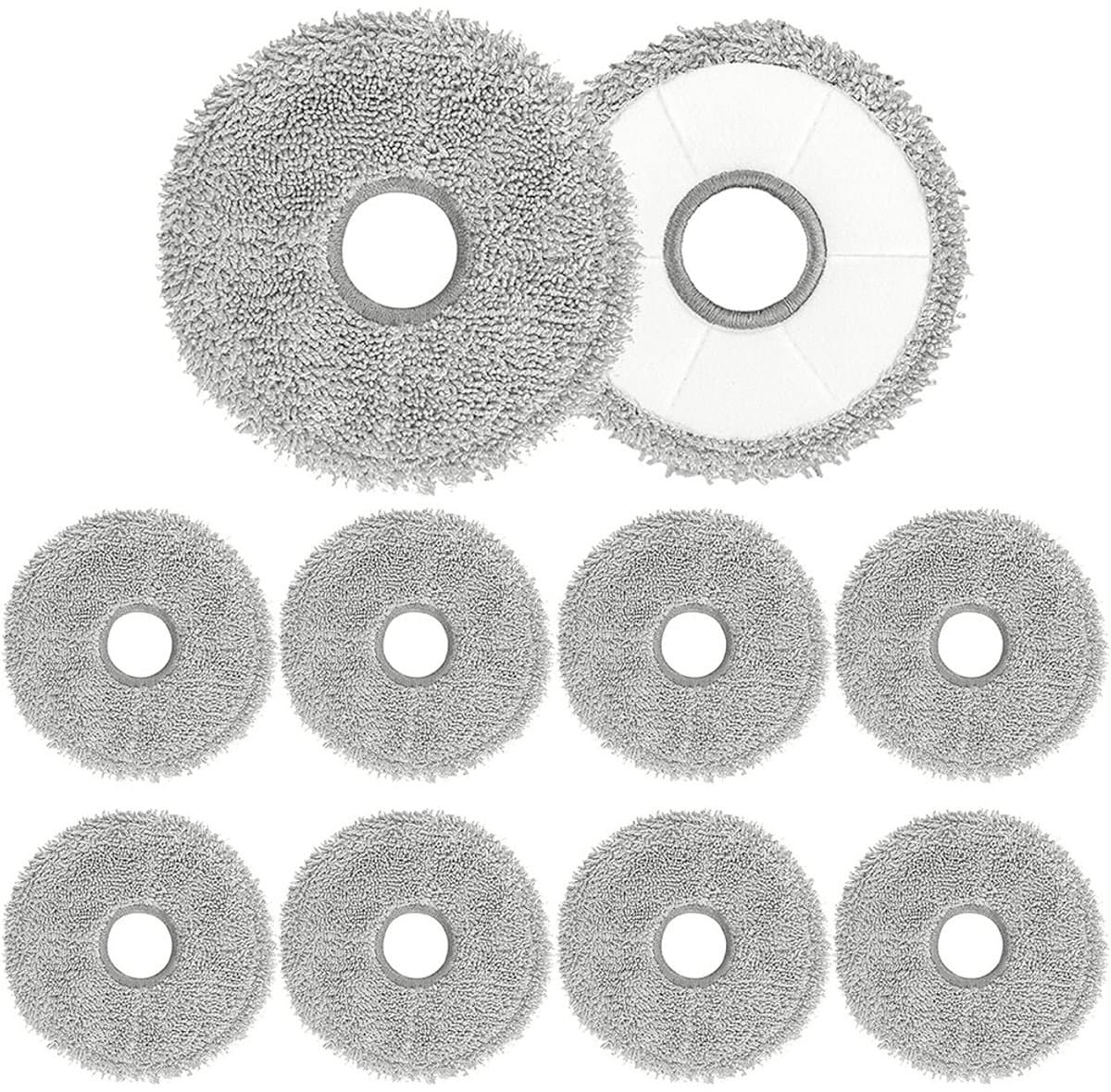 10-delige set dweildoeken voor Ecovacs Deebot T30 Pro Omni/T50 Omni, Pro/Max, N30 X5 - Accessoires voor robotstofzuigers - Ronde dweildoeken - 10 stuks - Grijs — afbeelding 1