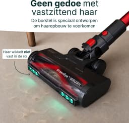 Vivid Green Steelstofzuiger Draadloos met Dweilfunctie - 500W - 35kPa - Snoerloos op Accu - 60 Min Accuduur - Kruimeldief - HEPA Filter - Buigbare Steel - LED Verlichting - Zonder Zak — thumbnail 3