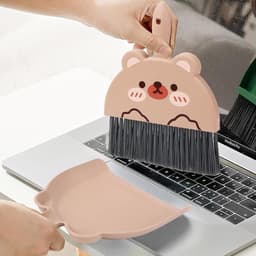 Handveger met Blik - Mini bezemset - Bureau reinigen - Schattig eend design - 23.3 x 17 cm - Geel — thumbnail 4
