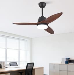 MIVRAY Plafondventilator Met Led Verlichting 106,68 Cm Massief Hout Zwart En Donker Notenhout Voor Woonkamer En Slaapkamer — thumbnail 4