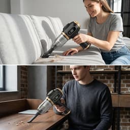 KZQ Handheld auto stofzuiger met LCD-scherm - Draadloze oplaadbare stofzuiger voor auto thuis kantoor en huisdierharen - 7-in-1 reinigingsset - Blauw — thumbnail 5