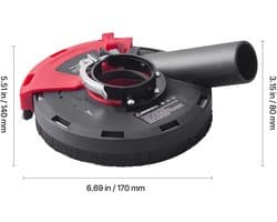 Stofafzuigkap voor Haakse Slijper, Universeel voor 100-125 Mm, Met 6 Klemringen & 125 Mm Diamant Slijpbeker - Ideaal voor Metaalbewerking