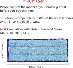 Wasbare en herbruikbare vervangende natte dweilpad compatibel met iRobot Braava Jet 240, 241, 244, 245, 250 robot, blauw, 3-pack. — thumbnail 5