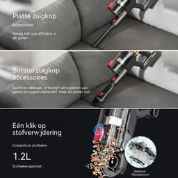 Steelstofzuiger Draadloos-Accu Stofzuiger-50 kPa Zuigkracht-60 Min Gebruiksduur-LED Display-HEPA Filter-Anti-Klit Borstel-Voor Tapijt Dierenharen Auto-1,5 L-Goud — thumbnail 4