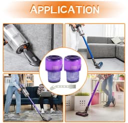 2-pack V11 stofzuigerfilters - vervanging voor Dyson V11 Animal - V11 Torque Drive - V11 Extra - V15 Detect en V15s Detect draadloze stofzuigers. Vergelijkbaar met onderdeelnummer 970013-02. — thumbnail 3