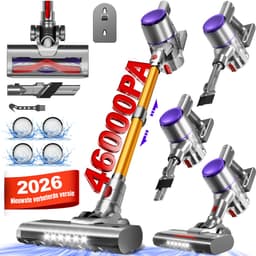 Elekiatech Steelstofzuiger- 46000Pa - 50 Minuten Gebruikstijd - 8 Kegel Filtersysteem Steelstofzuiger Draadloos - 1,5 L Stofbak - 2200 mAh Accu - voor Tapijten en Harde Vloere - Gold — thumbnail 1