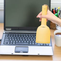Draagbare Stofvanger - Handstofzuiger Desktopreiniger - Snel Kruimels Verwijderen - Sterke Zuigkracht - Compact Ontwerp - Geel — thumbnail 4