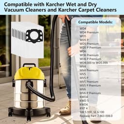 Stofzuigerzakken voor natte en droge stofzuiger - 10 stuks - geschikt voor Kärcher WD4 WD5 WD6 - Vervangende zakken voor WD 4.000 tot WD 5.999 SW 5.100 SE 6.100 - 2.863-006.0 — thumbnail 3