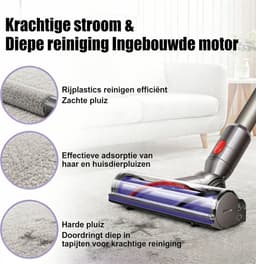 Stofzuigermond - Geschikt voor Dyson SteelstofzuigerV8,V10,V11,V15 en G5(Niet compatibel met de oude V7-model, V6 en Slim-serie) - Wasbare borstel - Stofzuigeraccessoires - Vloerzuigmond - Zwart — thumbnail 2
