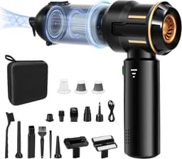 Sander Shop Draadloze Handstofzuiger, 4-in-1 Mini Auto Stofzuiger Stofblazer, 16.000 Pa Krachtige Krachtige Zuigkracht borstelloze motor, 6000mAh batterij, 1-touch leegmaken, EVA-tas, voor auto/thuis Zwart — thumbnail 1