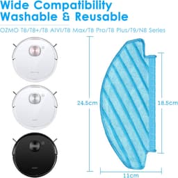 (10 stuks) N10 Wasbare herbruikbare dweilpads geschikt voor ECOVACS DEEBOT OZMO N10/ N10 Plus/ T8/ T8+/ T8 AIVI/ T9/ T9 MAX Stofzuiger, dweildoek, duurzame reinigingsdoekjes — thumbnail 2
