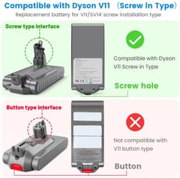 Vervangende Accu voor Dyson V11, 25,2V, 3900mAh Li-ion — thumbnail 5