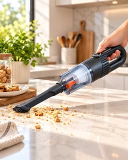 Draadloze Handstofzuiger voor Auto & Huis – Oplaadbare Mini Kruimeldief met USB-C – Compacte Autostofzuiger met HEPA-Filter, Kierenhulpstuk & Borstelopzetstuk – Voor Auto, Keuken & Woonkamer — thumbnail 5