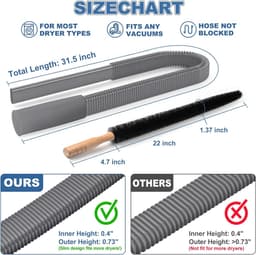 2-delige stofzuigerset Geschikt voor drogerventilatie, compatibel met alle stofzuigers, pluizenborstel voor droger en stofzuigerslang met elastische universele connector, snelle pluizenverwijderaar, grijs — thumbnail 4