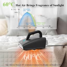 Mijtzuiger voor matrassen met UV-licht, 15 kPa, 60 °C hete lucht, 450 W, dubbel borstelsysteem voor stof en dierenharen — thumbnail 3
