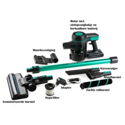 PRIMO PR509SV 3-in-1 Steelstofzuiger Draadloos - Stofzuiger zonder zak - Kruimelzuiger - Extra fluffybrush - Grijs/Groen — thumbnail 4