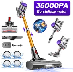 Elekiatech Steelstofzuiger - 35000Pa - Steelstofzuiger Draadloos - 2200 mAh Accu - 50 Minuten - 1,5 L Stofbak - voor Tapijten en Harde Vloere - Gold — thumbnail 1