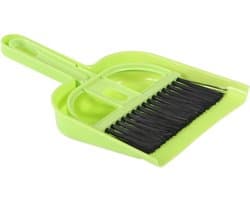 Mini stoffer blik - Kleine bezem set - Kooi schoonmaken - Compact ontwerp - 19 x 13 x 2.5 cm
