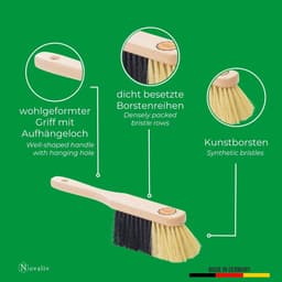 Handveger Set - Kleine Bezem - Stof Vangen - Fijne Borstels - 4 Stuks 29cm - Lichtbruin — thumbnail 2