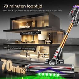 Elekiatech - Steelstofzuiger Draadloos - 65000Pa - 70 Min Gebruikstijd - 8-in-1 Filtersysteem - Goud — thumbnail 4