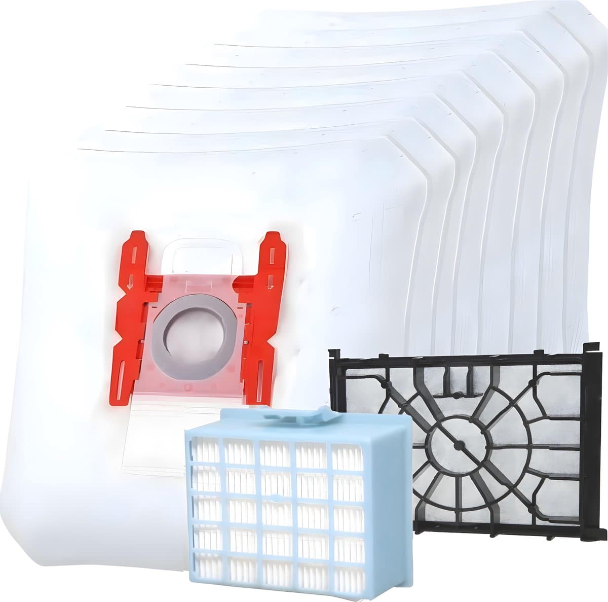 1x Motor filter en 8x stofzuigerzakken set geschikt voor Bosch Series 6 en Move On BGL35MON en BGL35MOV - Vervangt G ALL, BBZ156HF en BBZ02MPF 00579421 00576833 - stofzak en HEPA filter — afbeelding 1