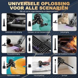 Sander Shop Draadloze Handstofzuiger, 4-in-1 Mini Auto Stofzuiger Stofblazer, 16.000 Pa Krachtige Krachtige Zuigkracht borstelloze motor, 6000mAh batterij, 1-touch leegmaken, EVA-tas, voor auto/thuis Zwart — thumbnail 5