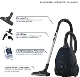 Stofzuiger met zak, 600 W, AeroPro aanzuigsysteem, 2 borstels, 3-in-1 accessoires — thumbnail 2