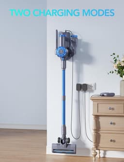 Draadloze Steelstofzuiger - Lichtblauw - 3,5 kg - Met Afneembare Accu en HEPA-filter - Voor Harde Vloeren en Tapijten — thumbnail 2