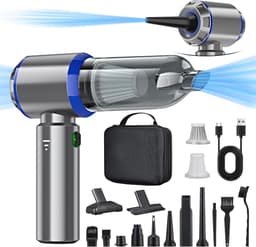 Handstofzuiger 3-in-1 - Mini stofzuiger - Auto en thuis - 18000 PA sterk - 30 min runtime - Zilverblauw — thumbnail 1